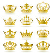 Gold 12 Crown Icons Set