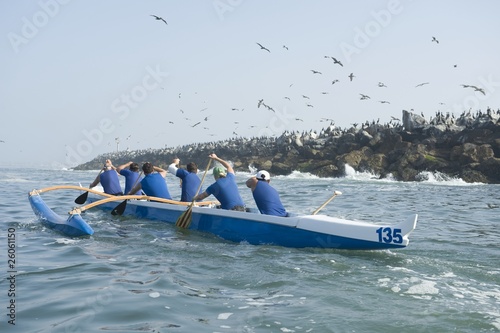 Photo: Outrigger canoeing team in training Outrigger canoeing team in training
