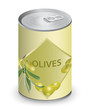 Can with green olives. Vector illustration. Can with green olives. Vector illustration.