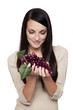 Produce - fruit woman with red grapes