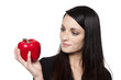 Produce - vegetable woman with red bell pepper