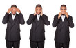 See Hear Speak No Evil - African American businessman isolated o