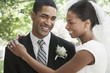 Bride and groom hugging