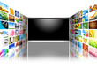 Flat Screen Television with Images on White