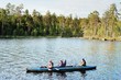 Swimming on a canoe Swimming on a canoe