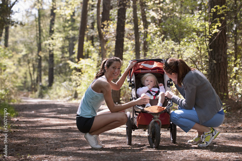 Photo: Women and baby on nature trail Women and baby on nature trail