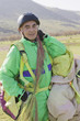 Senior Hispanic man skydiving