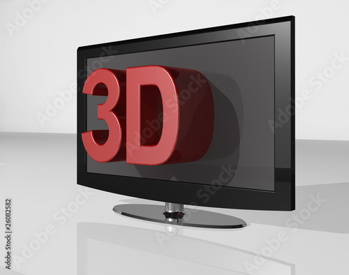 Illustration: 3D tv red large tekst 3D tv red large tekst