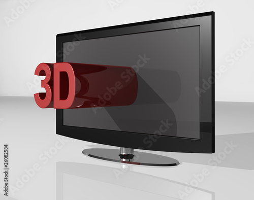 Illustration: 3D TV red small tekst 3D TV red small tekst