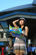 Little Chinese Asian Tourist Girl with map