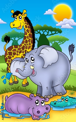 Illustration: Group of various African animals 2 Group of various African animals 2