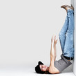 Upside down posture - Crazy young woman posing