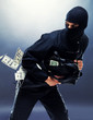 Bank robbery - Male thief running with handbag