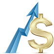 Dollar growth. Growth Chart with dollar sign. Exchange rate.