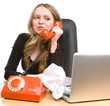 Businesswoman with handset talking