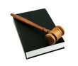 Judge's gavel legal book isolated on white