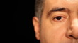 Mans face with eyes blinking, Extreme Close-Up Mans face with eyes blinking, Extreme Close-Up