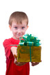 Happy boy with present