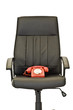 red phone on chair