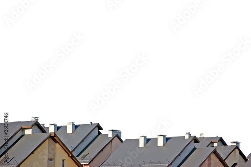 Photo: Detailed Rowhouse Roofs Panorama Isolated Detailed Rowhouse Roofs Panorama Isolated