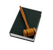 Judge's gavel legal book isolated on white