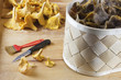 Cleaning chanterelles. Cleaning chanterelles.
