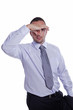 Young businessman shows that something stinks in business