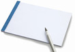 Notepad with white sheet of blank paper for your writing