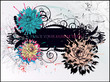 banner with a saturated patterned and colored chrysanthemums