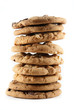 Tall stack of cookies on an isolated background