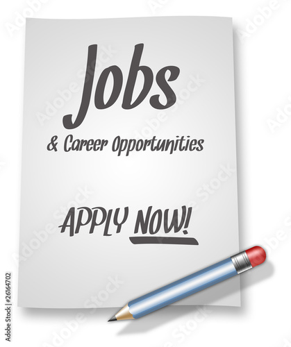 Illustration: Paper & Pencil Illustration "Jobs - Apply Now!" Paper & Pencil Illustration "Jobs - Apply Now!"