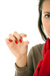 Photo: young woman with dark hair swallowing drug young woman with dark hair swallowing drug