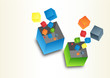 Abstract background exploding 3d cubes.