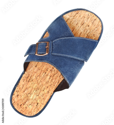 Photo: blue slipper top view isolated on white blue slipper top view isolated on white
