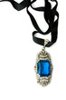 Pendant with black velvet ribbon, isolated on white Pendant with black velvet ribbon, isolated on white