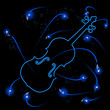 Neon violin with notes