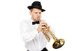 Young man playing a trumpet