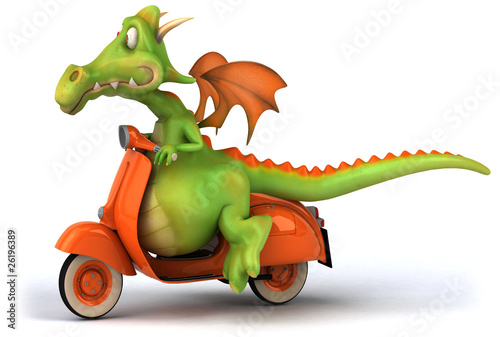 Illustration: Dragon en scooter Dragon en scooter