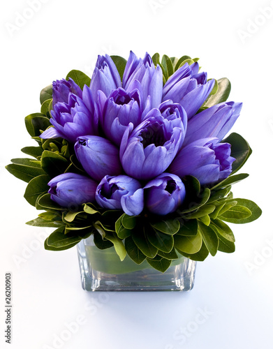 Photo: Bouquet de lotus bleus dans un vase Bouquet de lotus bleus dans un vase