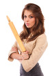 Angry businesswoman with roller