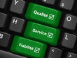 Touches QUALITE SERVICE EFFICACITE (boutons clavier garantie ok)