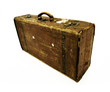 brown leather suitcase