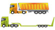 European construction site trucks