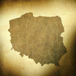 Illustration: Poland map on grunge background Poland map on grunge background