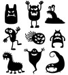 Vector: Silhouettes of cute doodle monsters-bacteria Silhouettes of cute doodle monsters-bacteria