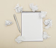 Blank notepad with ink pen on wooden desk Blank notepad with ink pen on wooden desk