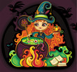 young funny witch cooking something poisonous young funny witch cooking something poisonous