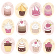 Set of 12 cute cupcakes