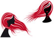 woman with long red hair, vector