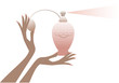 Vetor: hand with perfume bottle, vector hand with perfume bottle, vector